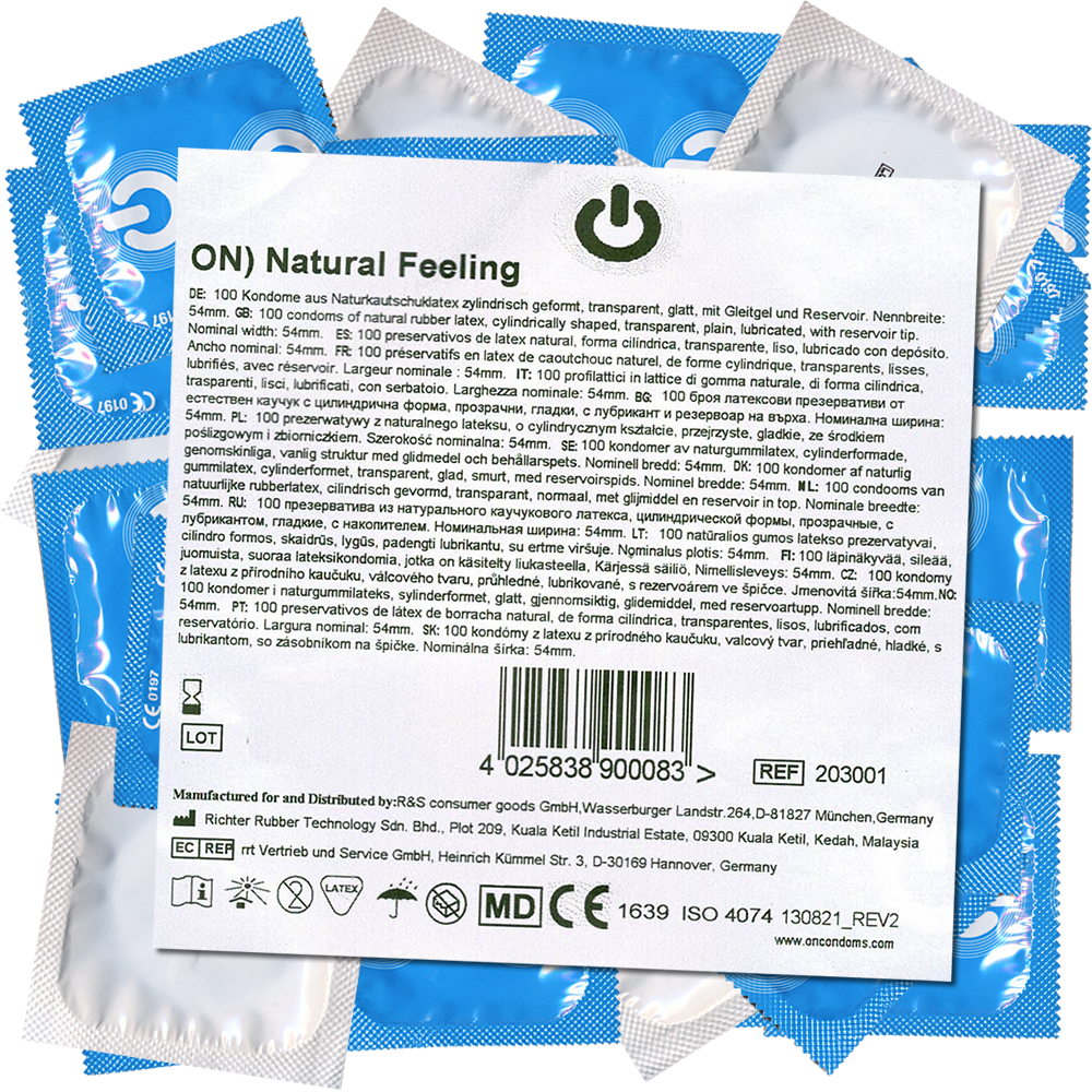 On) «Natural Feeling» 100 klassische Kondome für jede Stellung, Maxipack