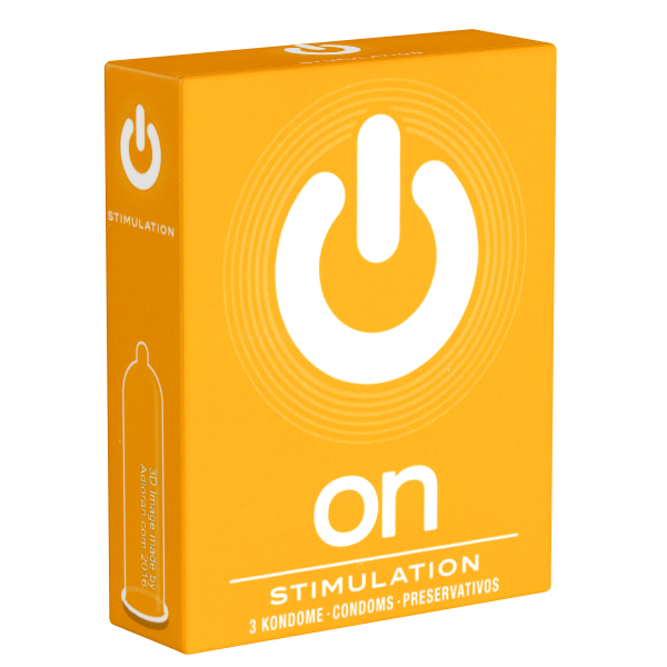 On) «Stimulation» 3 wet dotted condoms with a lot of lubricant