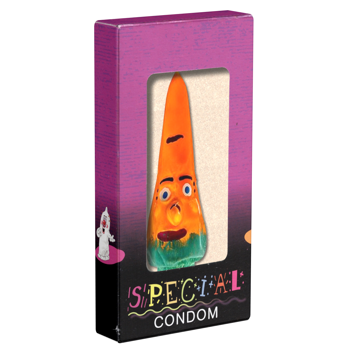 XL novelty condom with figure «Carrot», 1 piece, hand-painted