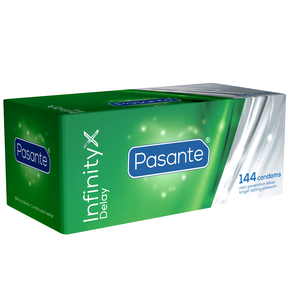 Pasante «InfinityX Delay» (Vorratspackung) 144 aktverlängernde Spezial-Kondome für optimale Befriedigung