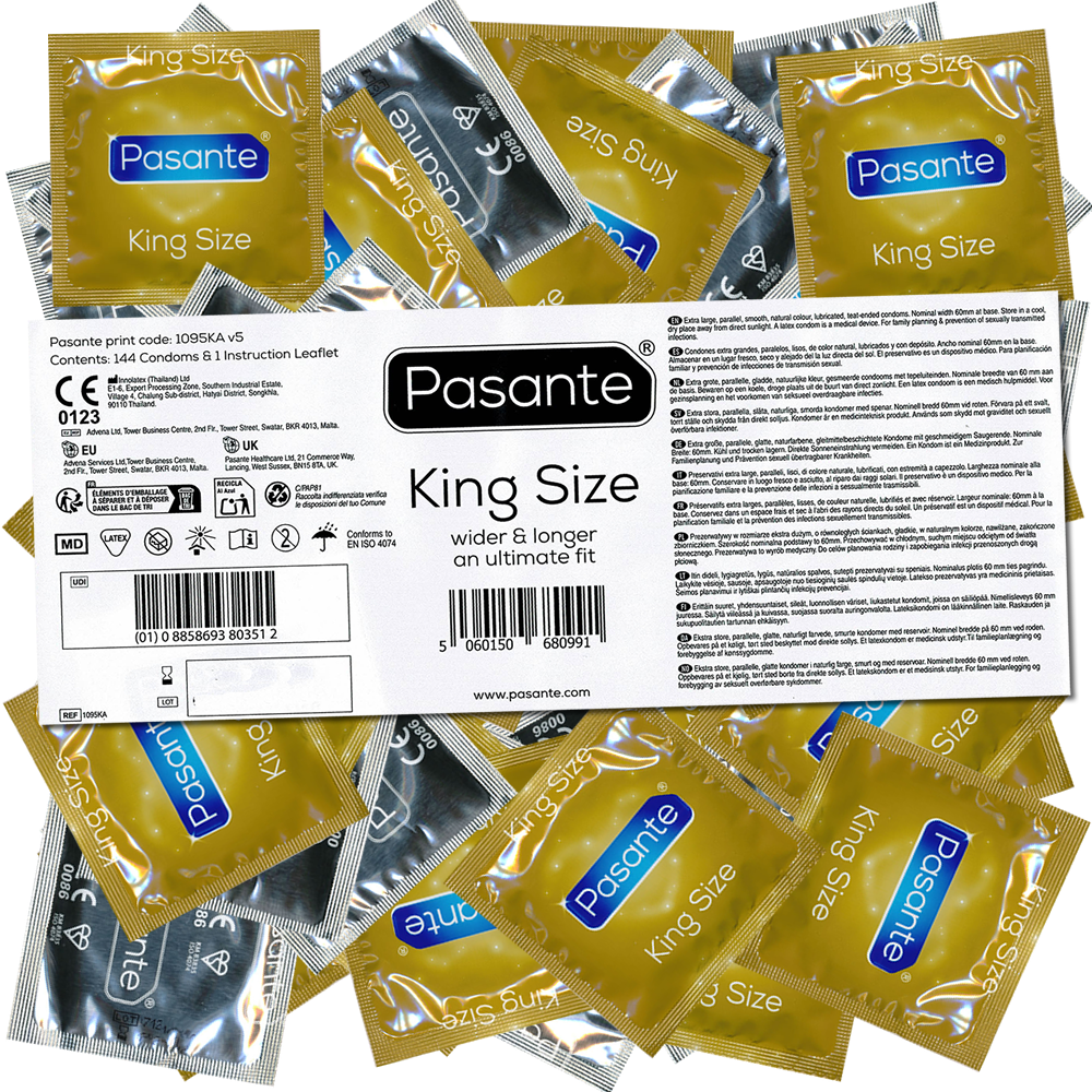 Pasante Bulk-Pack: King Size, 144 extra large XXL condoms