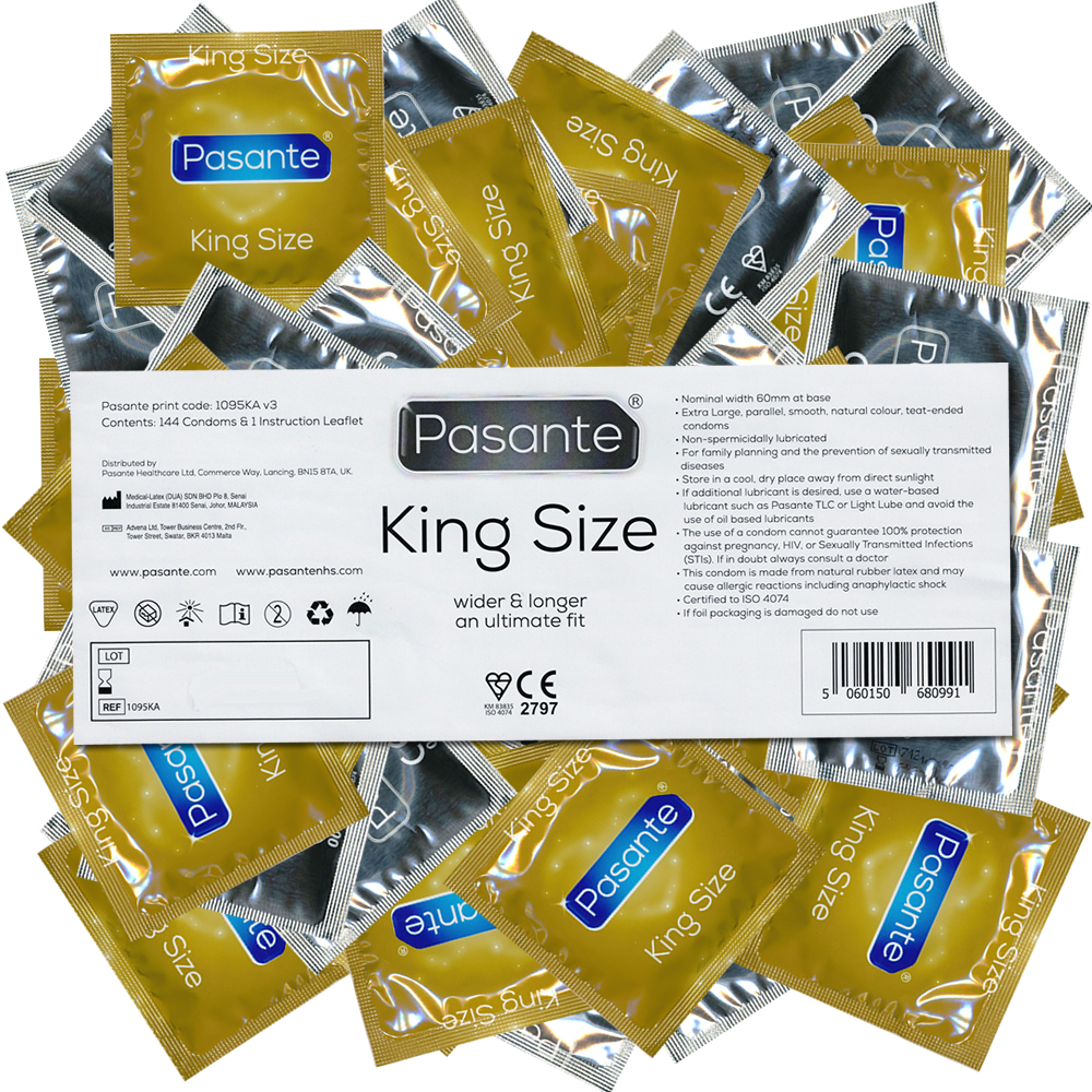 Pasante «King Size» (Vorratspackung) 144 extra große XXL-Kondome für Männer, die mehr Platz brauchen