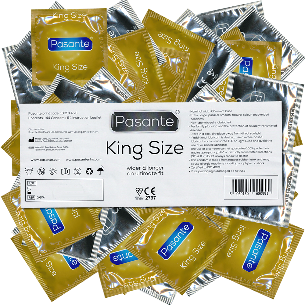 Pasante «King Size» (bulk pack) 144 extra large XXL condoms for men who need more space