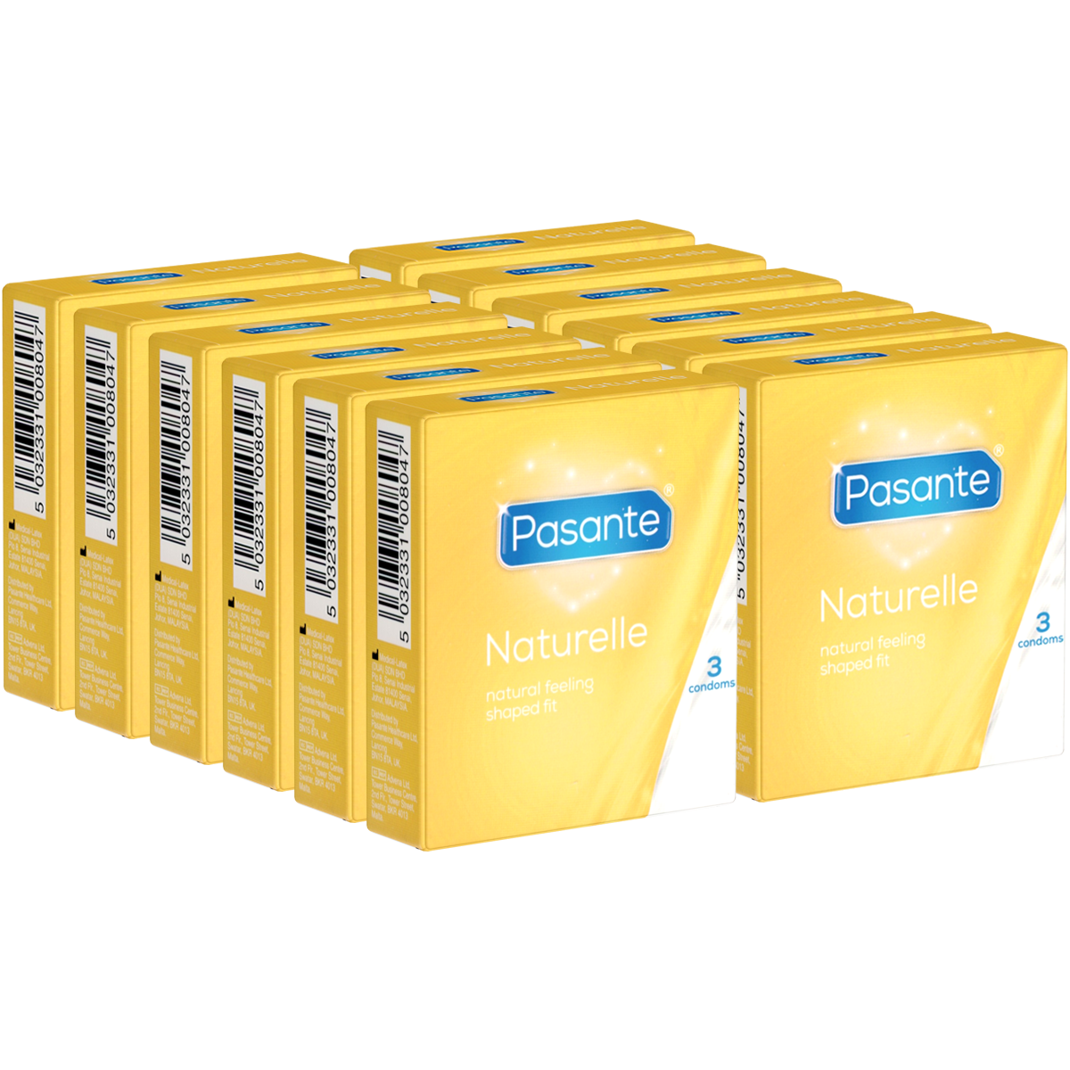 Pasante «Naturelle» (Vorteilspack!) 12x3 anatomisch geformte Kondome mit 66mm-Kopfteil