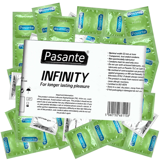 Pasante «Infinity» (Vorratspackung) 144 aktverlängernde Spezial-Kondome für optimale Befriedigung