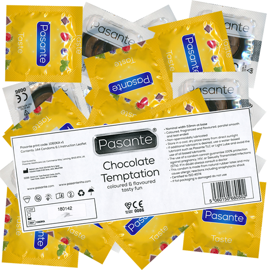 Pasante «Chocolate Temptations» (bulk pack) 144 seductive chocolate condoms