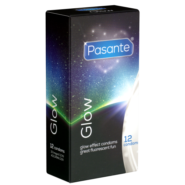 Pasante «Glow» 12 fluorescent condoms with green glowing effect