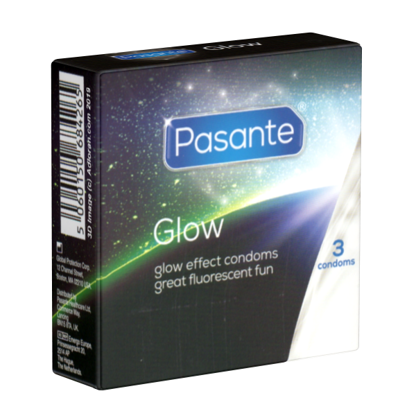 Pasante «Glow» 3 fluorescent condoms with green glowing effect