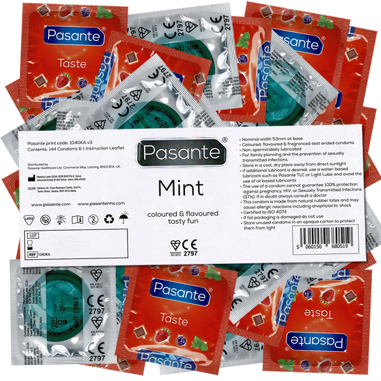 Pasante «Mint» (Vorratspackung) 144 erfrischende Pfefferminz-Kondome