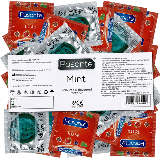 Pasante «Mint» (bulk pack) 144 refreshing mint condoms