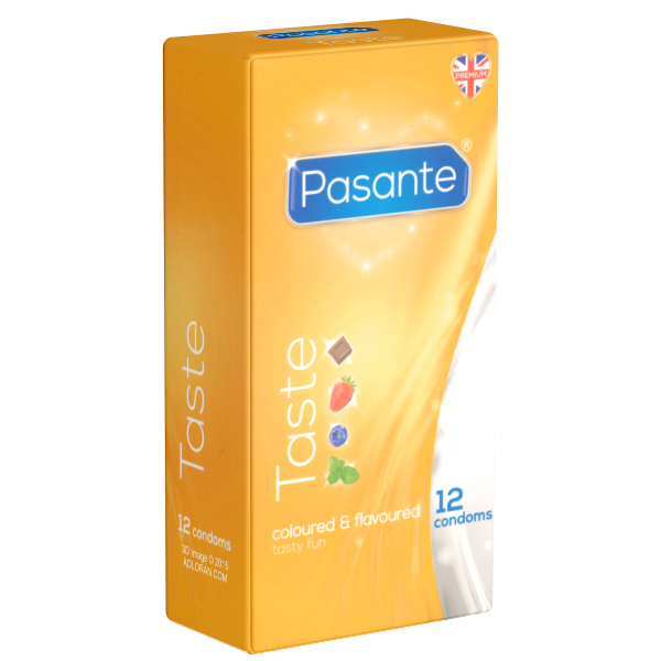 Pasante «Taste» (Flavours) 12 aromatisch-bunte Kondome mit vier inspirierenden Aromen