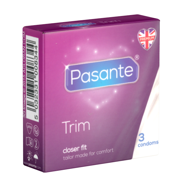 Pasante «Trim» (Narrow Fit) 3 herrlich enge Kondome für Männer, die es nicht so breit brauchen