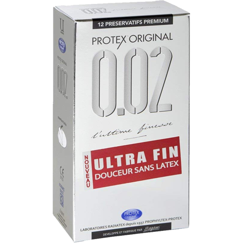 Protex «Original 0.02» Ultime Finesse 12 latex free condoms, made of polyurethane