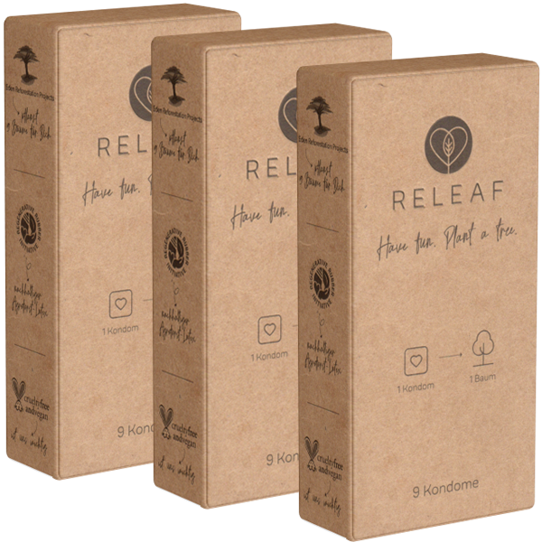 Condoms for climate «ReLeaf» 3 x 9 vegan condoms plus a good deed - every condom plants a tree