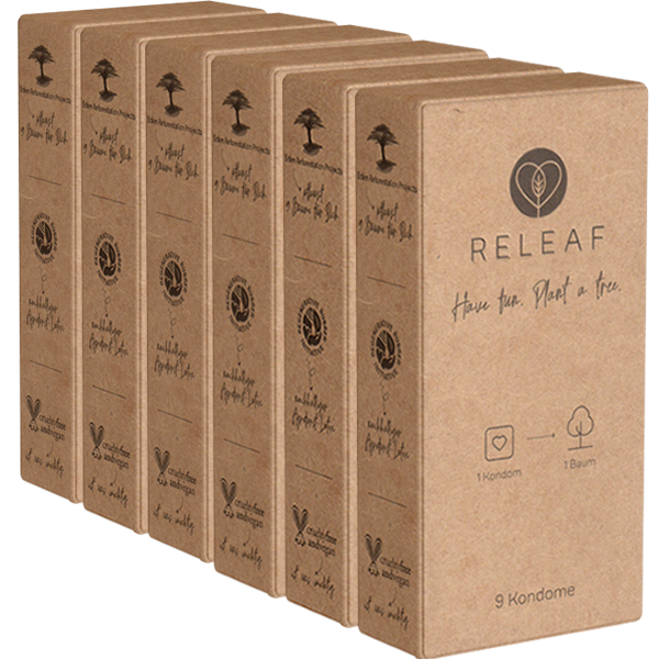 Condoms for climate «ReLeaf» 6 x 9 vegan condoms plus a good deed - every condom plants a tree