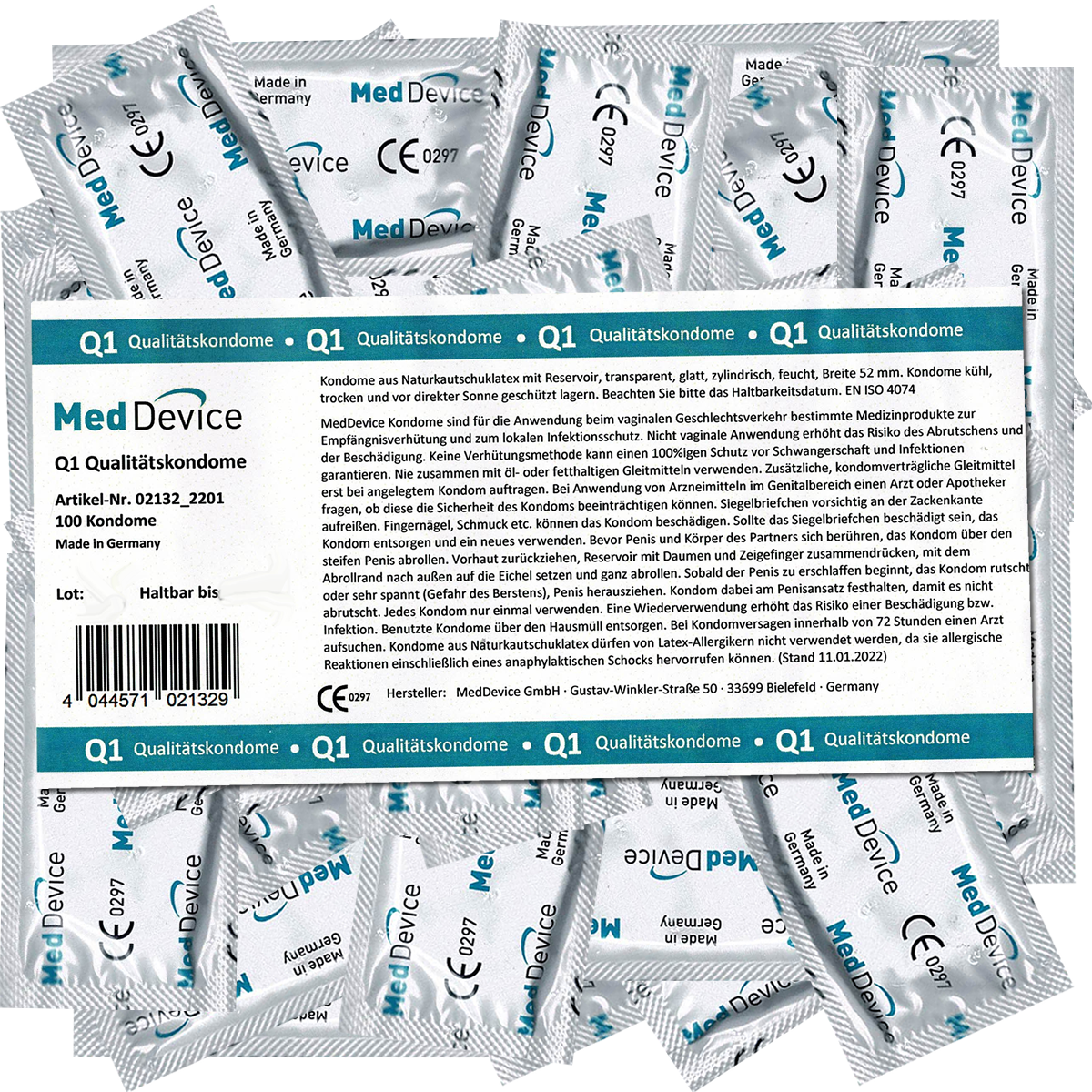 MedDevice «Q1 Standard» 100 professional condoms with agreable scent