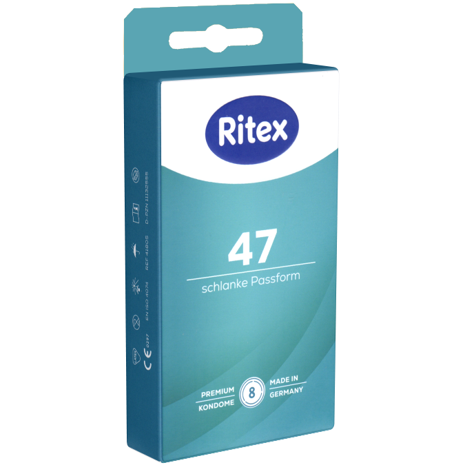 Ritex «47» Schlanke Passform (Slim Fit), 8 condoms with a slim fit for an especially safe feeling