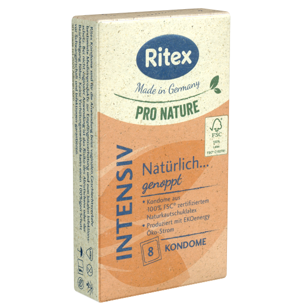 Ritex Pro Nature «Intensiv» 8 eco-friendly and sustainable condoms for more stimulation