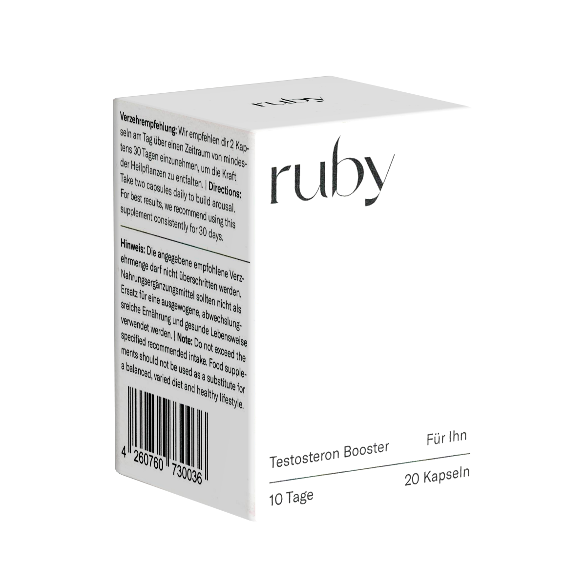 Ruby «Testosteron Booster» libidofördernde Kapseln für Männer 20 Stück