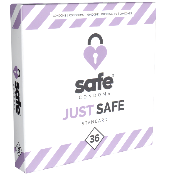 Safe «Just Safe» Condoms, 36 anatomical condoms with vanilla scent