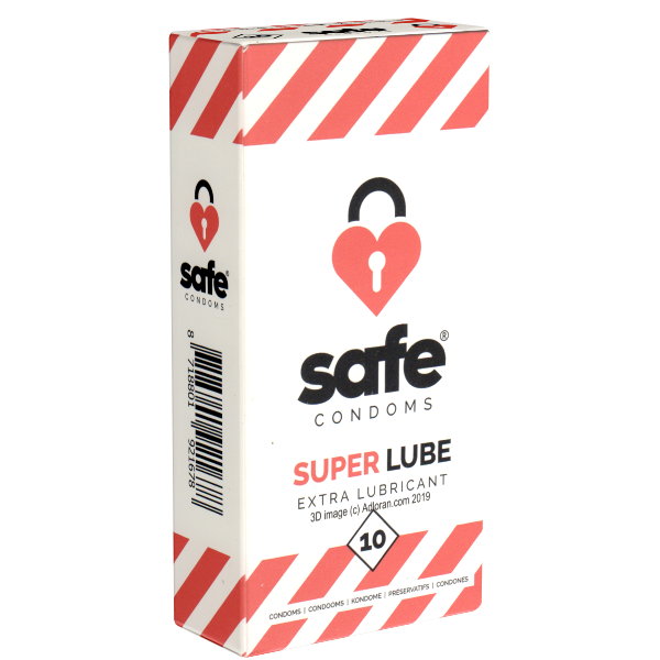 Safe «Super Lube» Condoms, 10 extra feuchte Kondome mit anatomischer Form