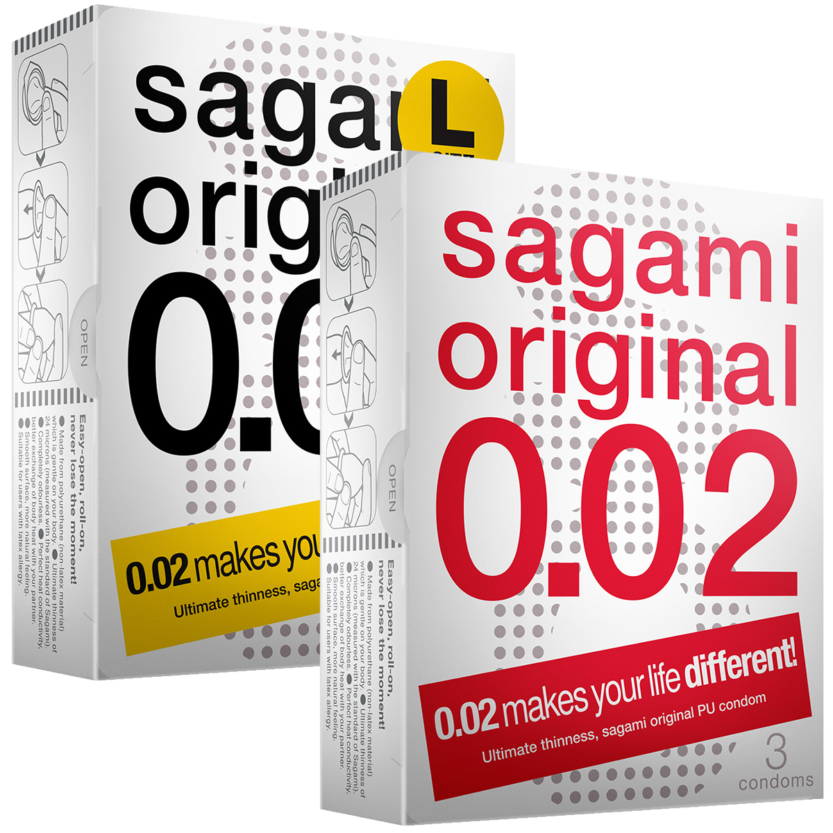 Sagami «Original» latexfrei, Test-Set mit 2 x 3 japanischen Kondomen