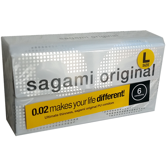 Sagami «Original L-Size» latexfrei, 6 überlange Kondome für Latex-Allergiker