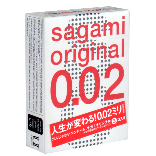 Sagami «Original 0.02» latexfrei, 3 ultradünne Kondome für Latex-Allergiker