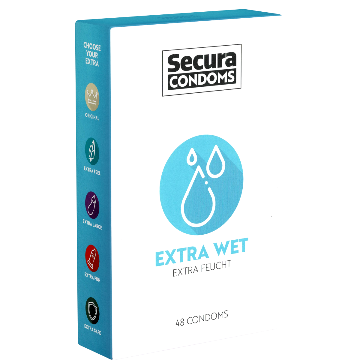 Secura «Extra Wet» 48 extra wet condoms for long lasting fun
