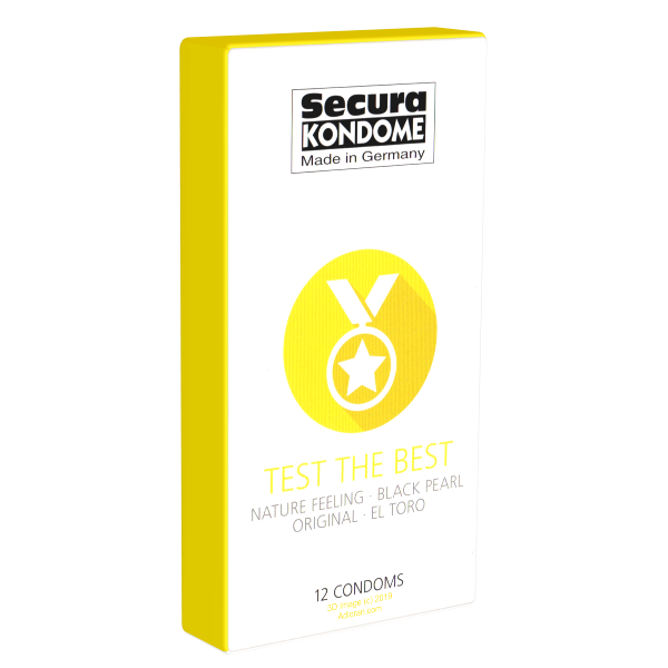 Secura «Test The Best» Sortiment mit 12 Secura-Kondomen (vier beliebte Sorten)