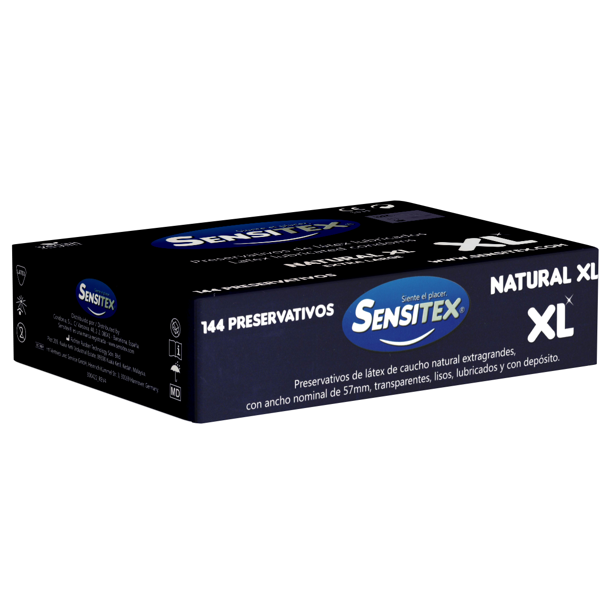 Sensitex «Natural XL» 144 größere und vegane Kondome aus Spanien, Vorratsbox