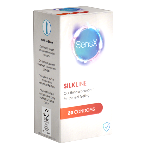 SensX «Silk Line» 20 vegan condoms with improved shape and thinner walls