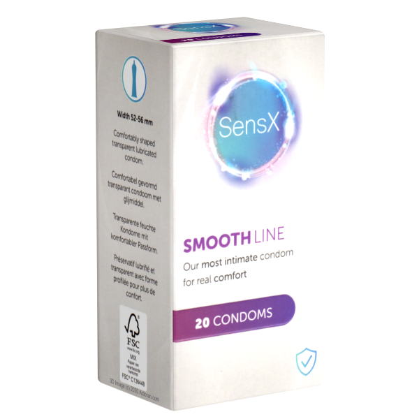 SensX «Smooth Line» 20 vegan condoms with improved shape and extra lubricant