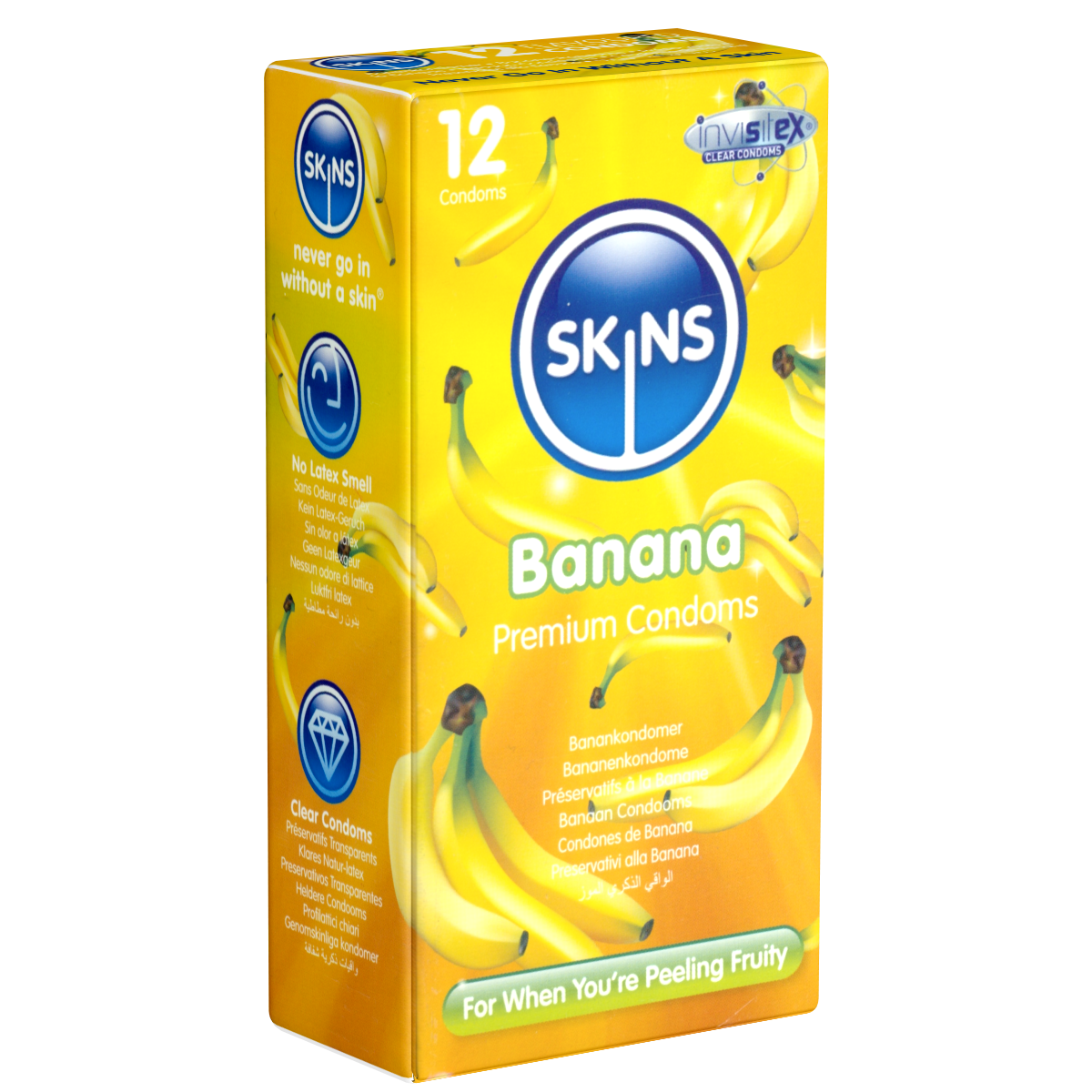 Skins «Banana» 12 condoms with fruity banana flavour - without latex smell