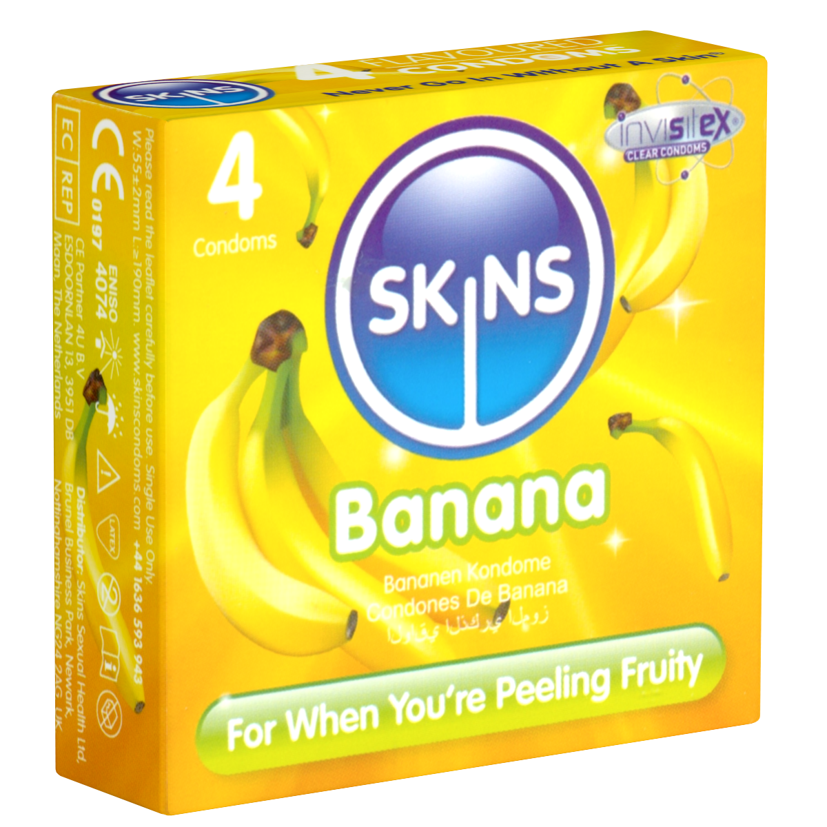 Skins «Banana» 4 condoms with fruity banana flavour - without latex smell
