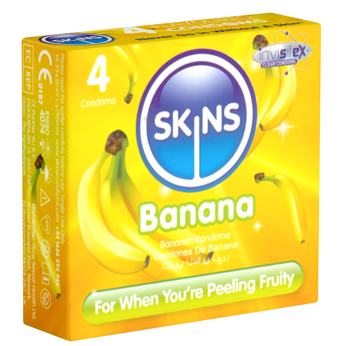 Skins «Banana» 4 Kondome mit feinem Bananenaroma - ohne Latexgeruch