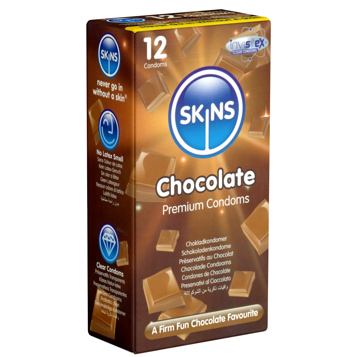 Skins «Chocolate» 12 condoms with sweet chocolate flavour - without latex smell