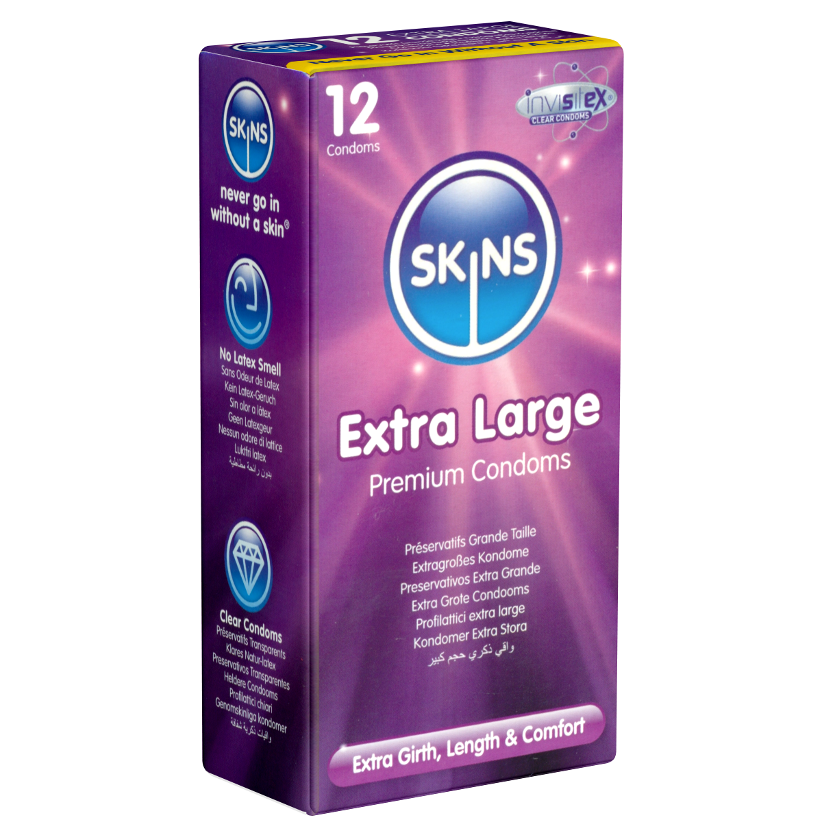 Skins «Extra Large» 12 XXL condoms made of crystal clear latex - without latex smell