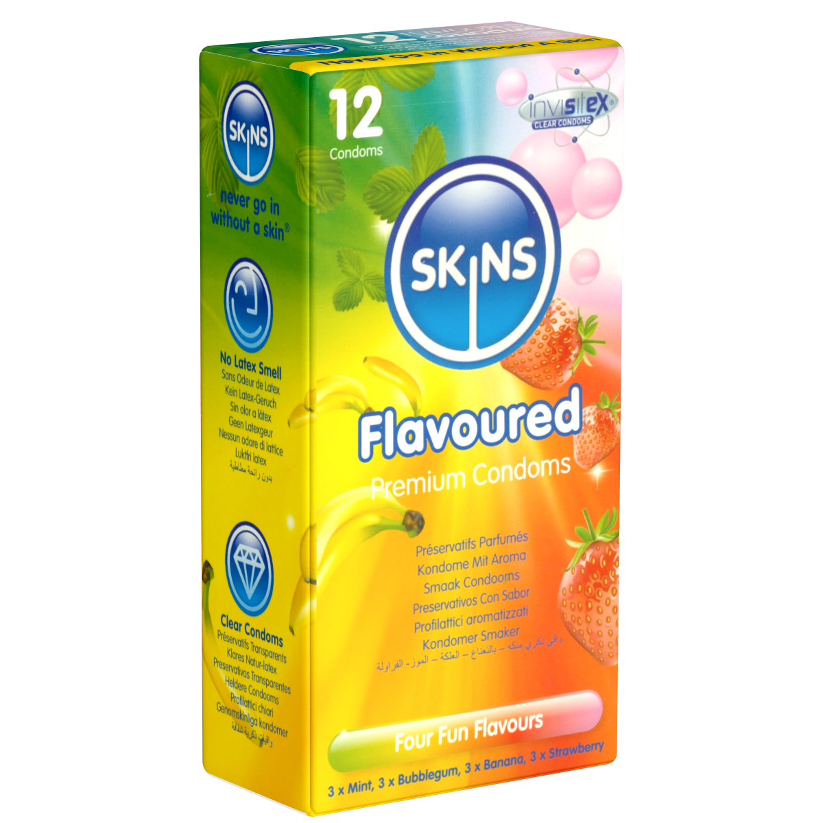 Skins «Flavoured» tasty assortment of 12 condoms - without latex smell