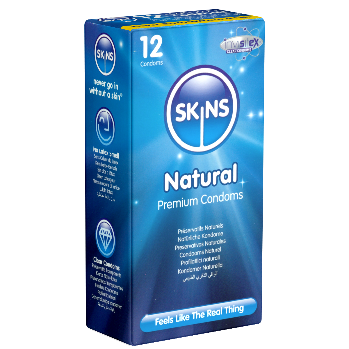 Skins «Natural» 12 natural condoms made of crystal clear latex - without latex smell