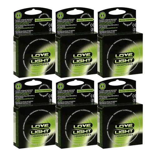 Sugant «Love Light Glow» 6x3 Leuchtkondome mit fluoreszierendem Effekt - Sparpack 