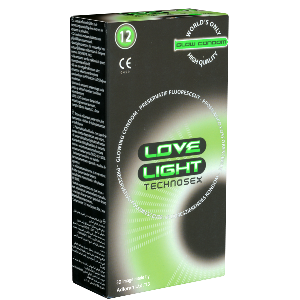 Sugant «Love Light Glow» 12 glowing condoms with fluorescent effect
