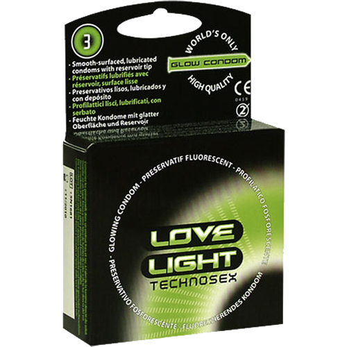 Sugant «Love Light Glow» 3 glowing condoms with fluorescent effect