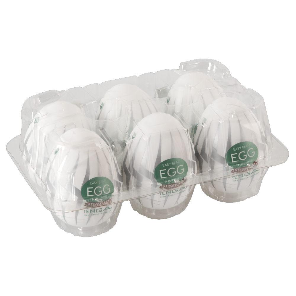 Tenga Egg Sixpack «Thunder» Einmal-Masturbatoren mit stimulierender Struktur (gezackte Rippen), 6 Stück