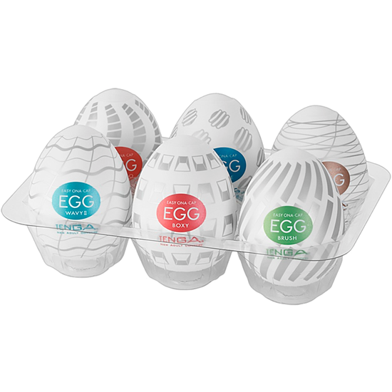 Tenga Egg Mixpack «New Standard» Einmal-Masturbatoren mit stimulierender Struktur, 6 Stück