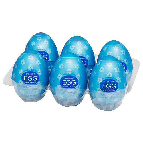 Tenga Egg Sixpack «Snow Crystal» Einmal-Masturbator mit Schneeflocken-Struktur und Kühl-Effekt, 6 Stück