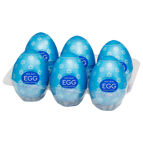 Tenga Egg Sixpack «Snow Crystal» 6 disposable masturbators with snowflake dots and cooling lubricant