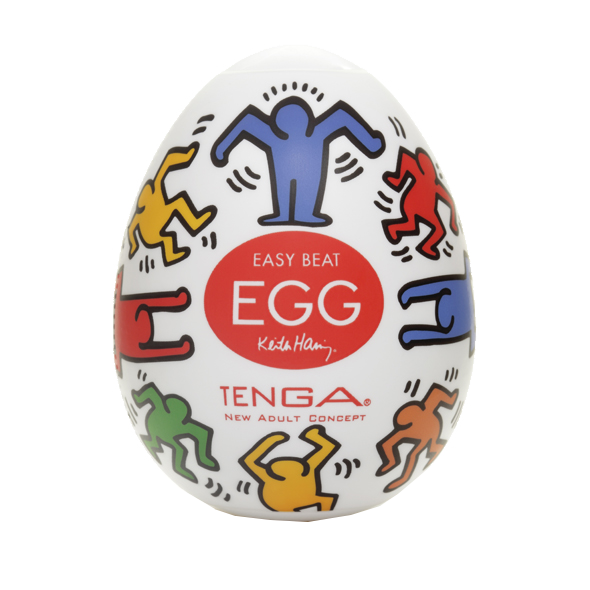 Tenga Egg «Cool & Wavy II» disposable masturbator with stimulating structure - Special Edition by Keith Haring