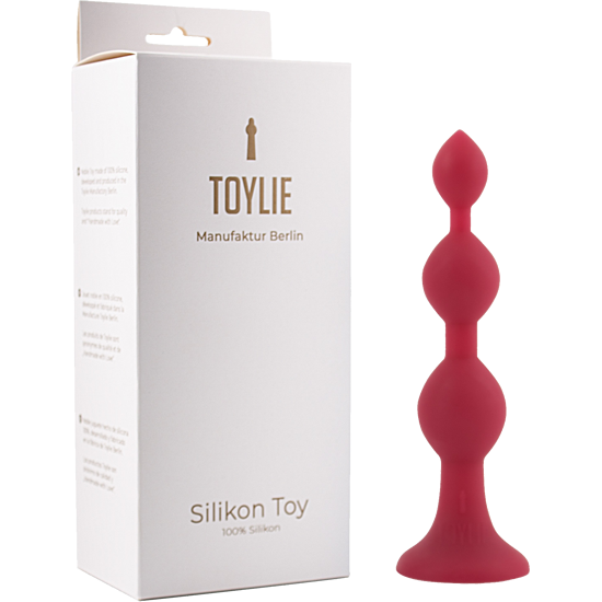 Toylie Silikon Anal Dildo «Bullet» bordeaux, samtig weicher Analdildo mit drei Kugeln