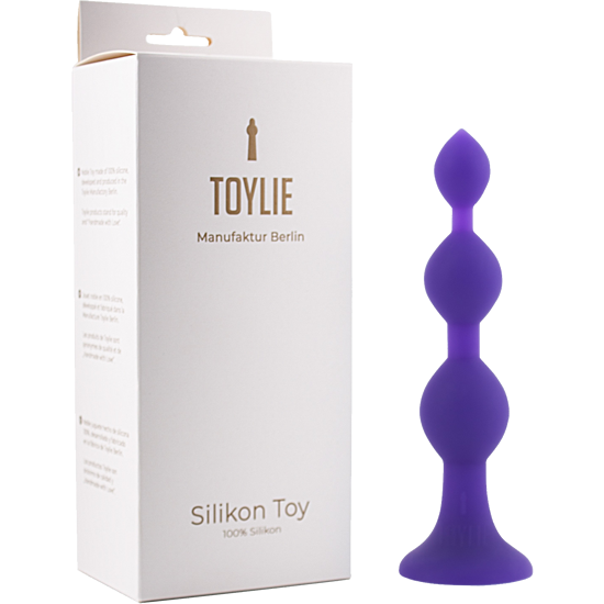 Toylie Silikon Anal Dildo «Bullet» lila, samtig weicher Analdildo mit drei Kugeln